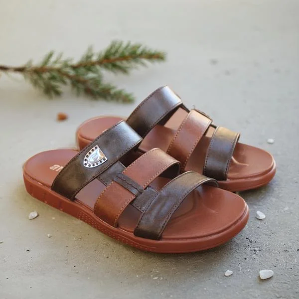 Comfortable Heeled Shoes Brown Summer Slippers for men