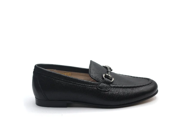 Vintage Sneakers Collection Gravitas Black Leather Chain Loafer