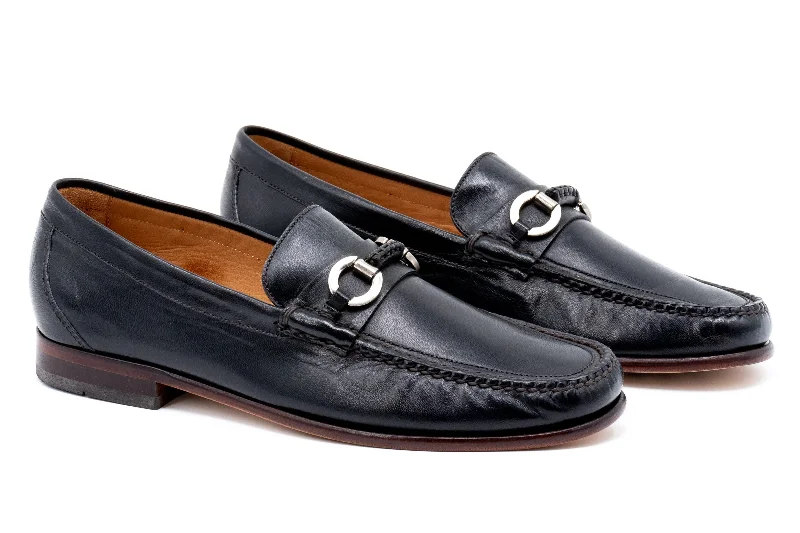 Vintage Boots Collection Maxwell Sheep Skin Horse Bit Loafers - Black