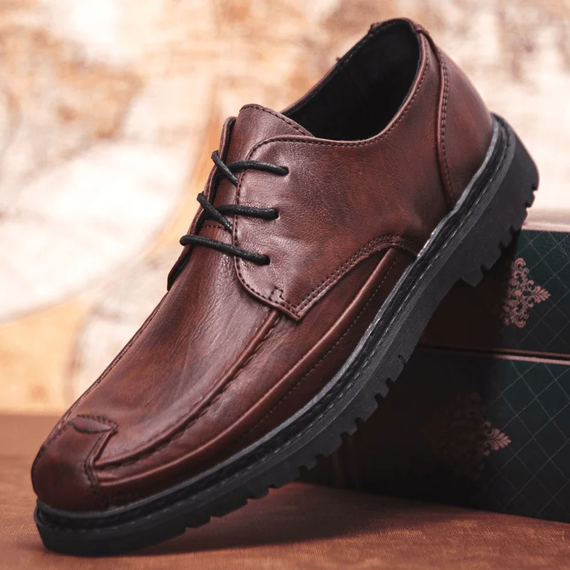 Waterproof Sports Shoes Men Microfiber Leather Breathable Soft Sole Brief Solid Lace up Casual Business Shoes