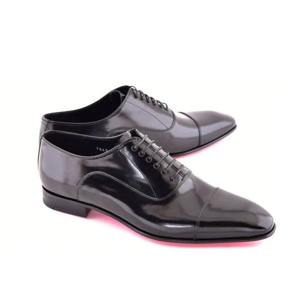 Comfortable Athletic Shoes Corrente C0001102 7645 Men's Shoes Black Calf-Skin Leather Classic Cap-Toe Oxfords (CRT1513)