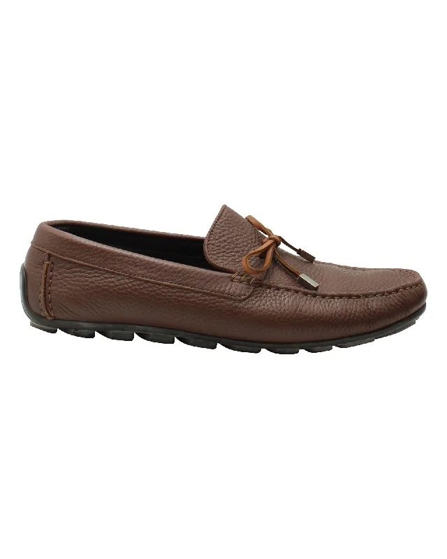 Luxury Boots For Sale Ermenegildo Zegna Bow Loafers in Brown Leather