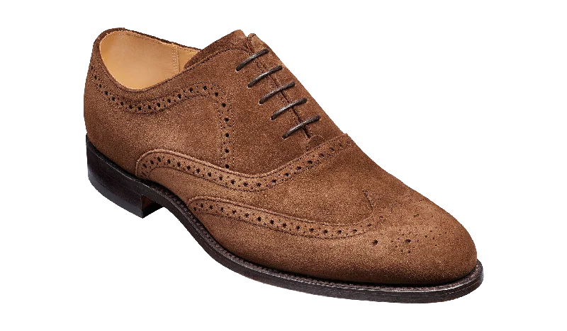 Comfortable Hiking Shoes Barker Hampstead Classic Oxford brogue - Castagnia Suede