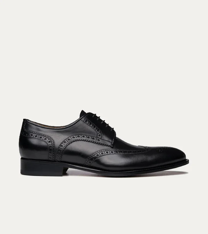 Classic Flat Shoes Wingtip Black Antique