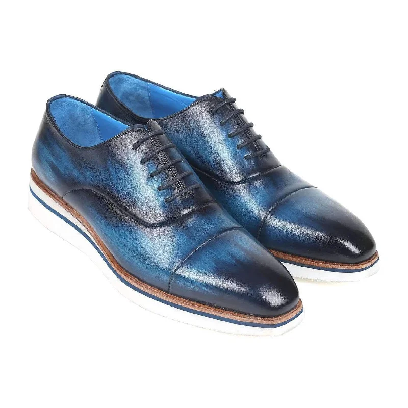 Fashionable Work Boots Paul Parkman Men's Blue Calf-Skin Leather Oxfords 185-BLU-LTH (PM6120) Fashionable Work Boots Paul Parkman Men's Blue Calf-Skin Leather Oxfords 185-BLU-LTH (PM6120)