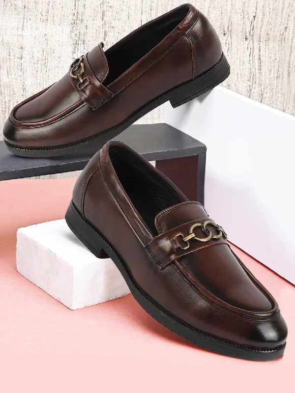 Cozy Casual Shoes Men Brown Wedding Party Genuine Leather Buckle Slip On Loafer Shoes