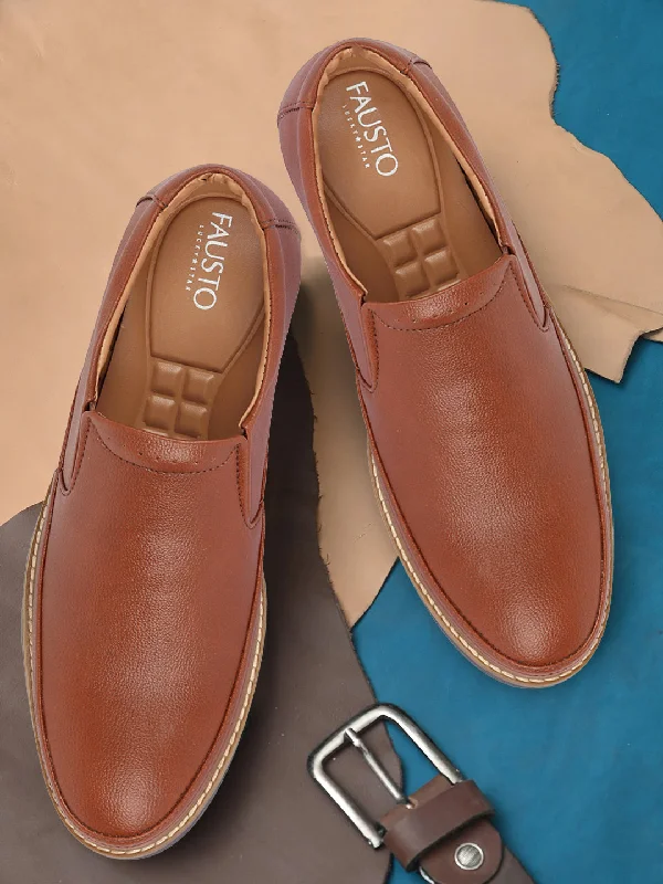 Sporty Casual Shoes Men Tan Formal Superior Comfort Slip On Shoes