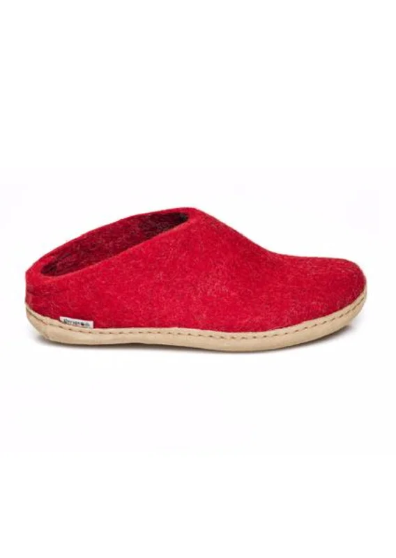 Chic High Heels Collection Glerups Unisex Leather Sole Open Heel Slippers