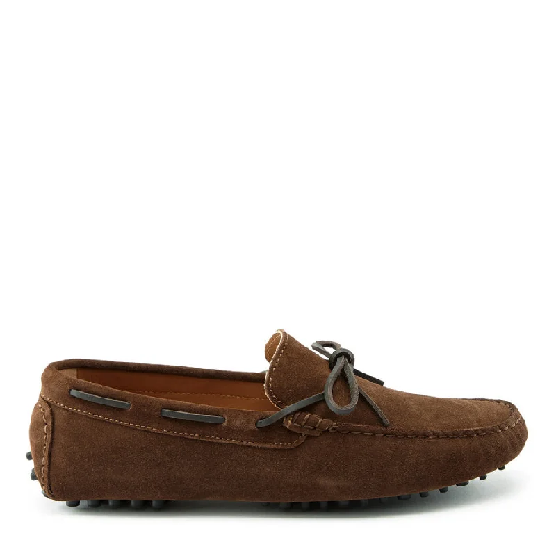 Comfortable Hiking Sandals Laced Driving Loafers, brown suede