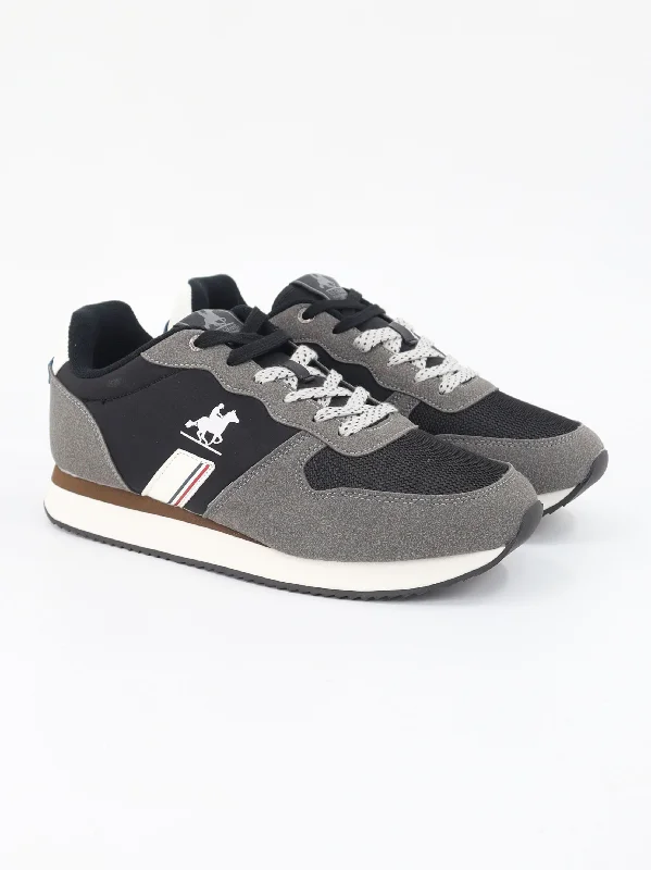Comfortable Flats For Work Men's Brand Logo Printed Sneakers,Grey/Black