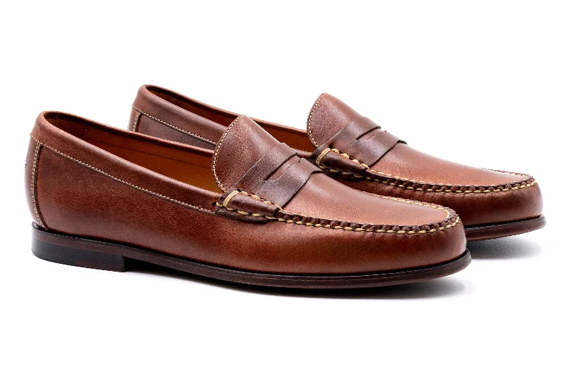 Classic Hiking Footwear Old Row Oiled Saddle Leather Penny Loafers - Cigar