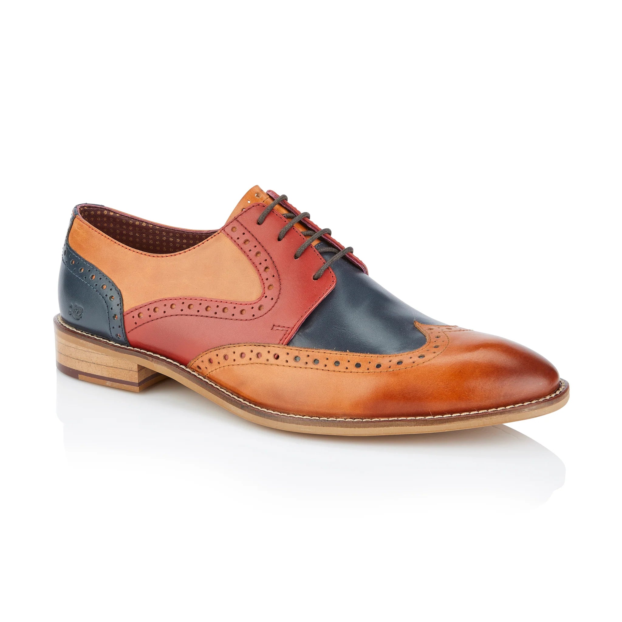 Comfortable Work Sneakers Tommy Derby Tan / Blue / Red
