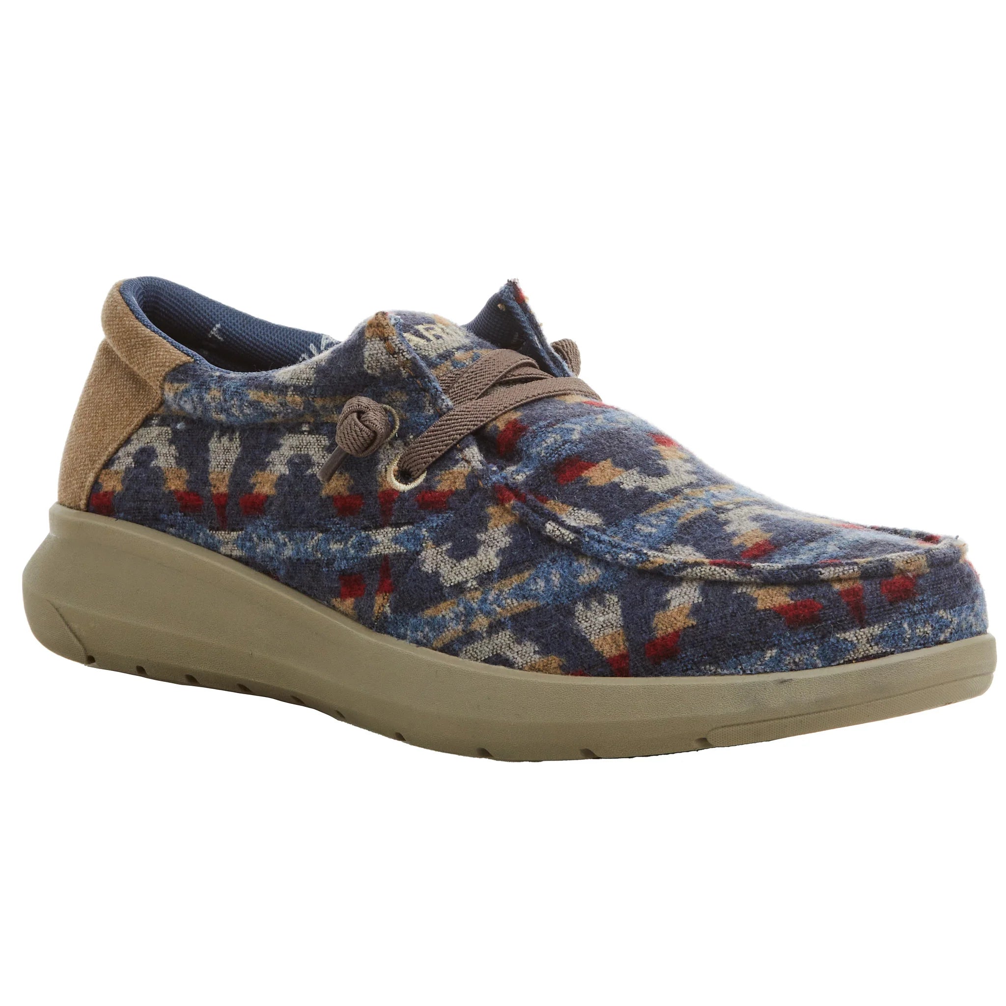 Comfortable Flip Flops Ariat Men's Hilo Stretch Lace Blue Aztec Wooly Casual Shoe