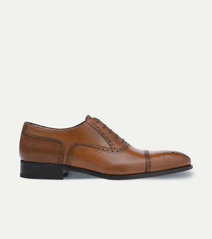 Waterproof Sports Shoes Half Brogue Cap Toe Brown Antique