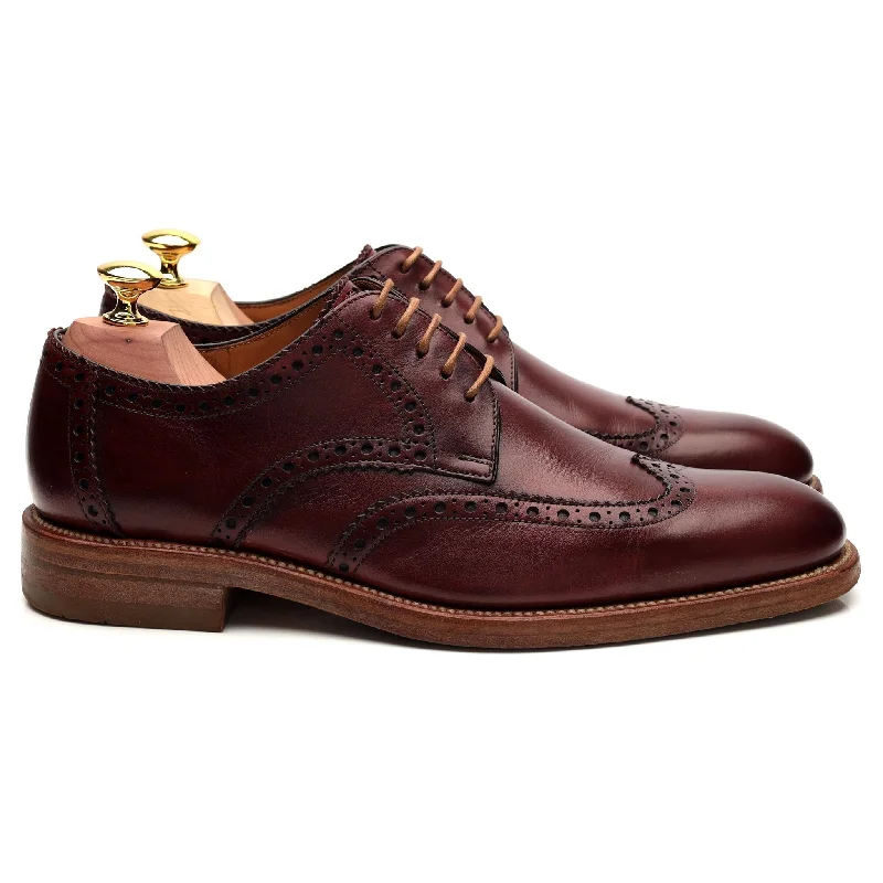 Elegant Wedding Shoes Design 'Rankin' Burgundy Leather Derby Brogue UK 7 F