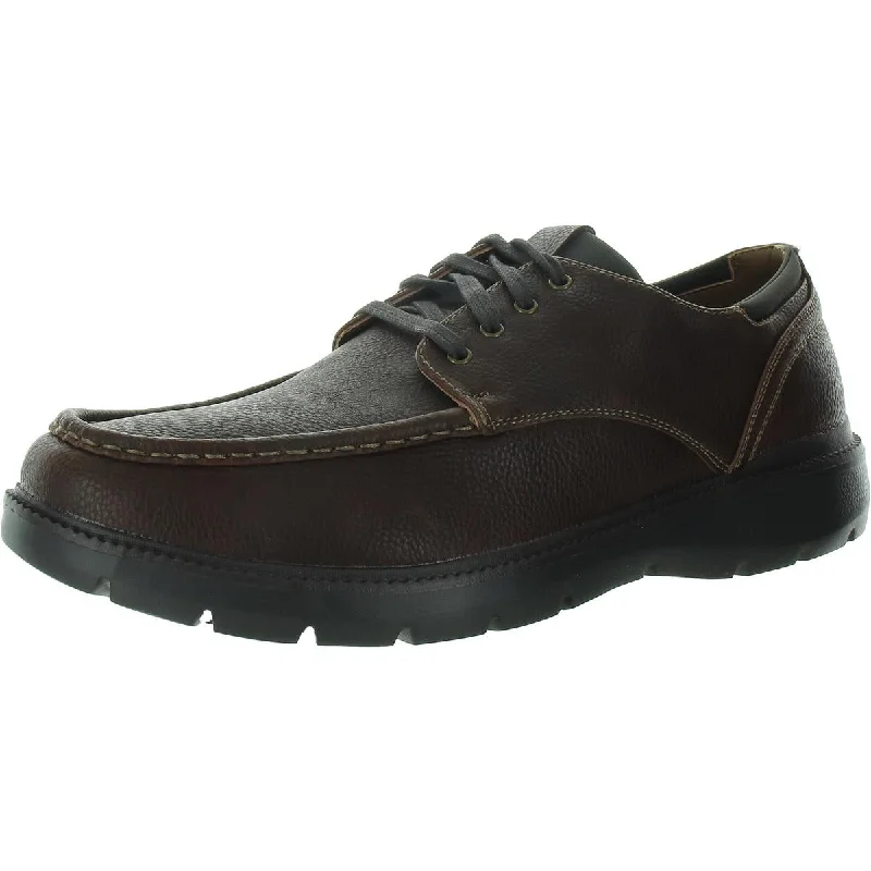 Comfortable Running Sneakers Mens Faux Leather Moc Toe Derby Shoes