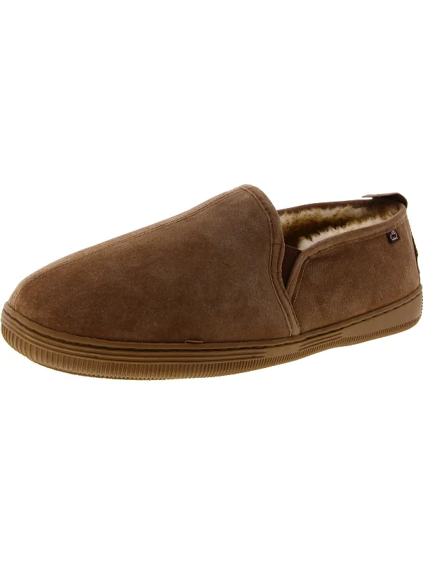 Comfortable Platform Shoes Romeo Mens Suede Fleece Lined Moccasin Slippers