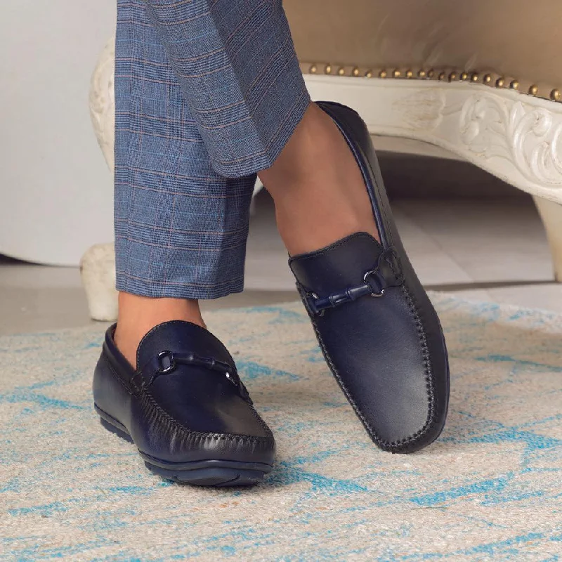 Fashionable Summer Shoes The Rodeo Blue Men's Leather Driving Loafers Tresmode