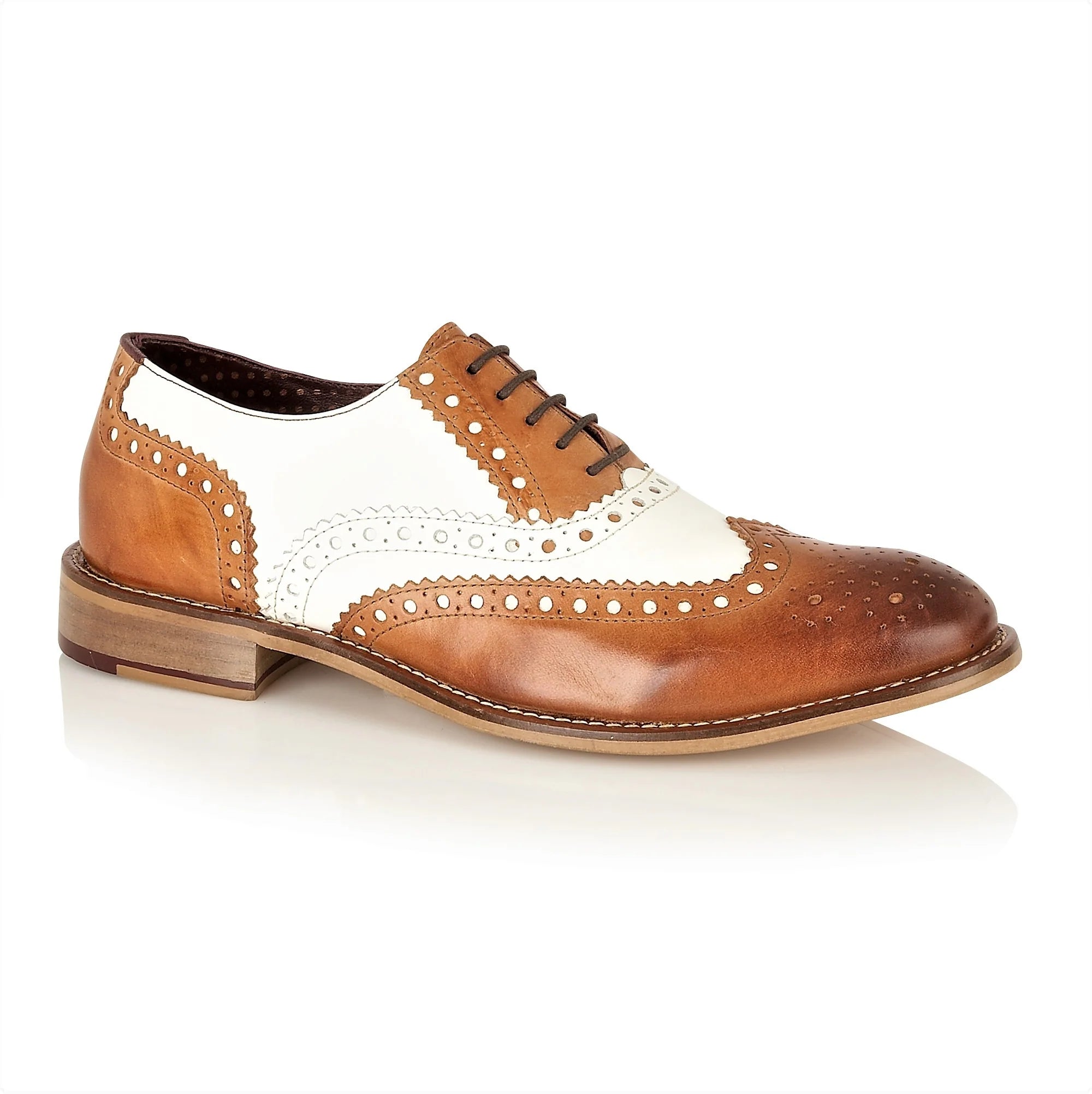 High Fashion Footwear Gatsby Brogue Tan / White