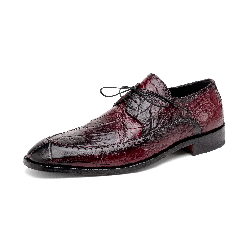 Fashionable Summer Shoes Mauri Eminence 3287 Men's Shoes Ruby Red with Black Finished Exotic Alligator Split-Toe Derby Oxfords (MA5555) Fashionable Summer Shoes Mauri Eminence 3287 Men's Shoes Ruby Red with Black Finished Exotic Alligator Split-Toe Derby Oxfords (MA5555)