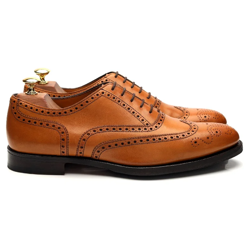 Comfortable Hiking Shoes 'Walter' Tan Brown Leather Oxford Brogue UK 8.5