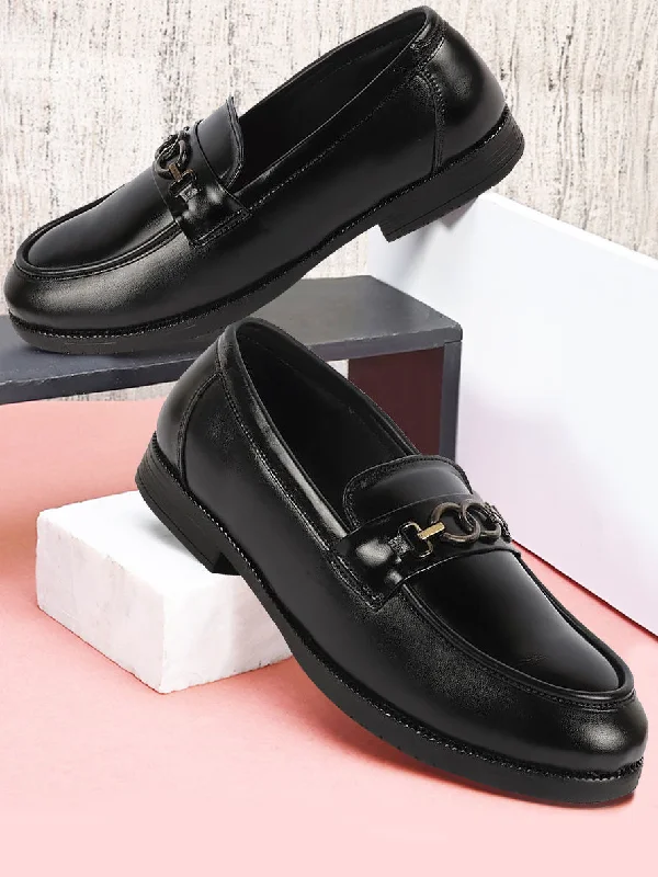 Trendy Sports Sneakers Men Black Wedding Party Genuine Leather Buckle Slip On Loafer Shoes