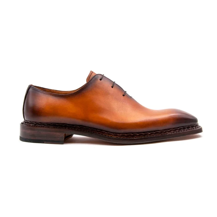 Stylish High Heels Jason Sr Wholecut Lace Up Shoes - Caramel