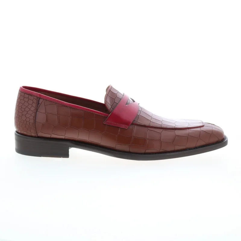 Slip-On Winter Shoes Mezlan Two Tone 21081 Mens Brown Leather Loafers & Slip Ons Penny Shoes
