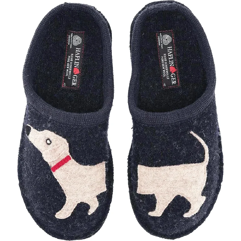 Durable Snow Boots Women's Haflinger Doggy Captains Blue Wool