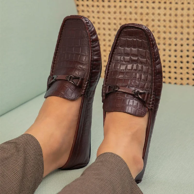 Stylish Work Sneakers The Hummer Brown Men's Leather Driving Loafers Tresmode