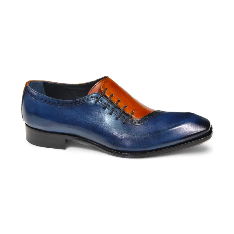 Durable Sports Sneakers Duca Veroli Men's Shoes Navy/Gold Calf-Skin Leather Oxfords (D1137) Durable Sports Sneakers Duca Veroli Men's Shoes Navy/Gold Calf-Skin Leather Oxfords (D1137)