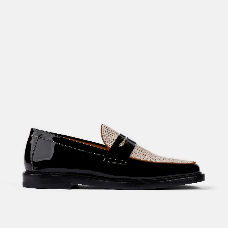 Designer Hiking Boots Calum Black/White Leather Penny Loafers