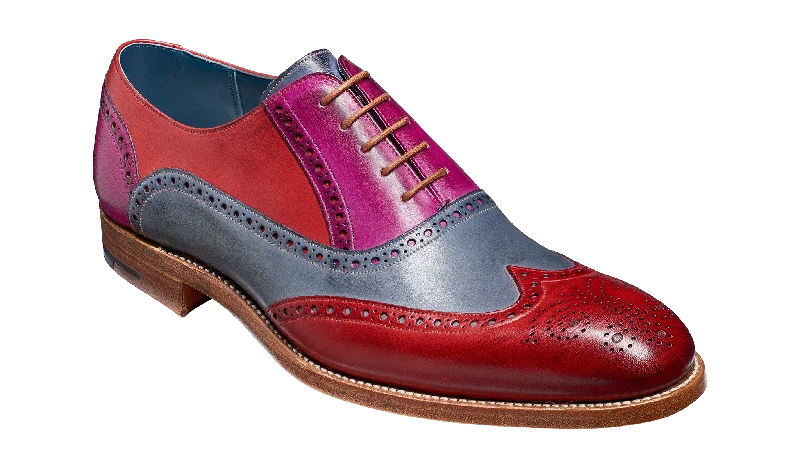 Sporty Casual Shoes Barker Valiant Full Brogue Oxford Shoe - Red / Grey / Purple Hand Painted Sporty Casual Shoes Barker Valiant Full Brogue Oxford Shoe - Red / Grey / Purple Hand Painted