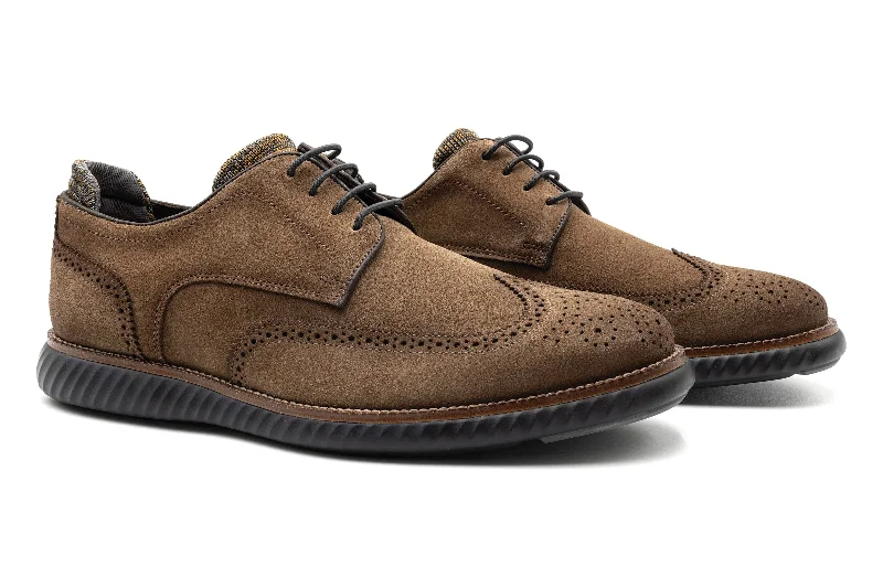 Comfortable Hiking Shoes Countryaire Suede Wingtip - Earth