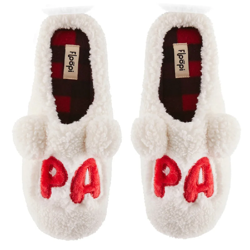 Casual Sandals Collection Mens "Papa" Fuzzy Faux Sherpa Clog Slipper w/ Buffalo plaid lining