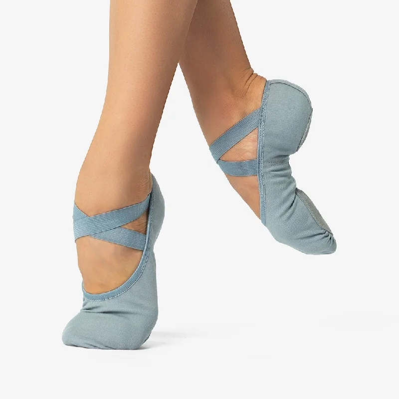 Fashionable Moccasins So Danca Light Grey Stretch Canvas Ballet Slipper
