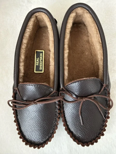 Comfortable Slippers For Home Gents Leather Sheepskin Moccasin Slipper Hard Sole | Darren