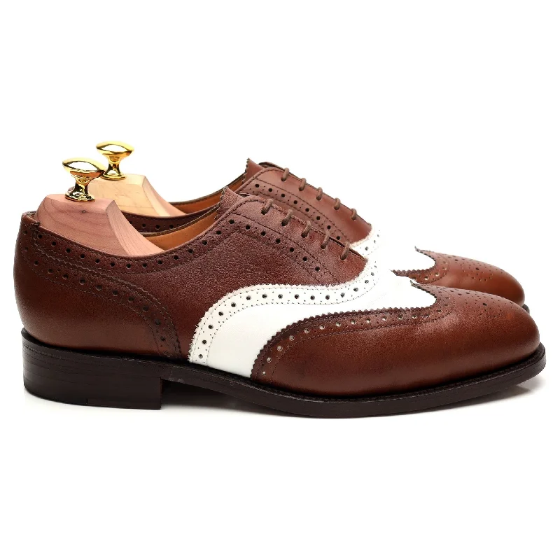 Durable Snow Boots Two Tone Brown and White Leather Oxford Brogues UK 7