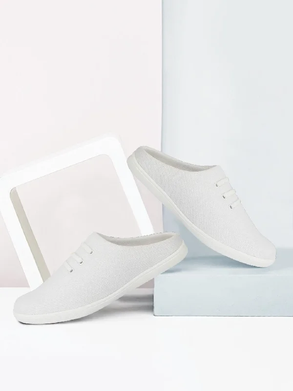 Comfortable Slippers Online Men White Casual Canvas Slip-On Shoes