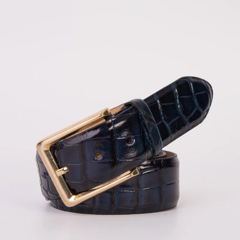 Comfortable Sandals For Summer The Strat Navy Blue Leather Belt