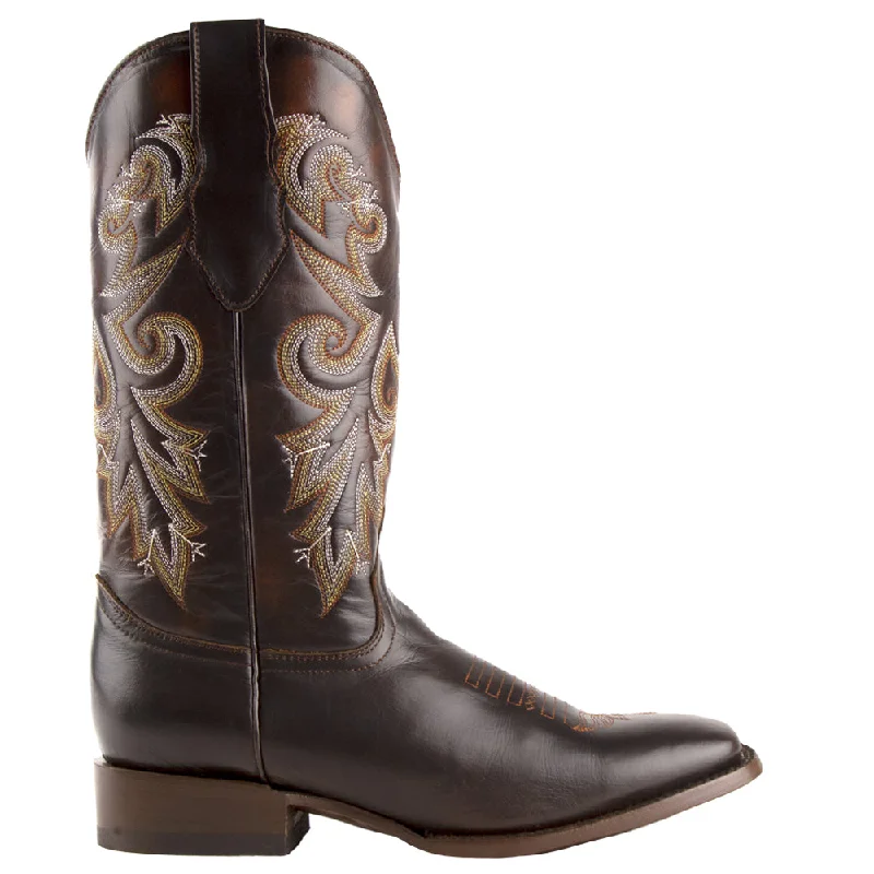 Fashionable Hiking Shoes Tundra Embroidered Square Toe Pull On Cowboy Boots