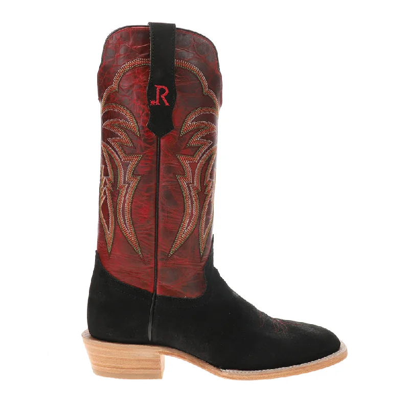 Running Shoes For Men Roughout Wide Embroidered Square Toe Cowboy Boots