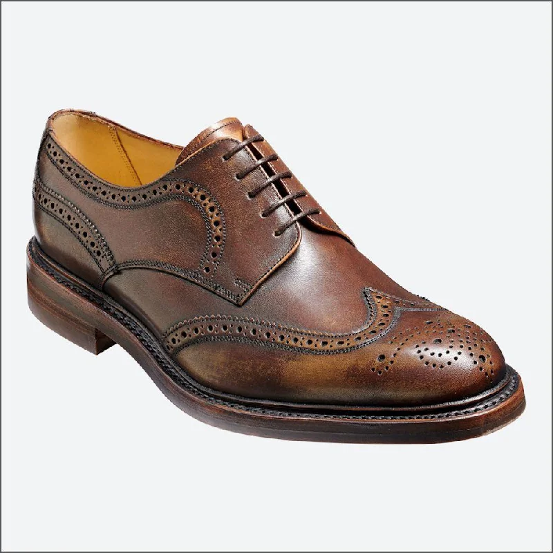 Comfortable Slippers Online Barker Kelmarsh Wingtip Brogue Derby Shoe -Brown Shadow Calf