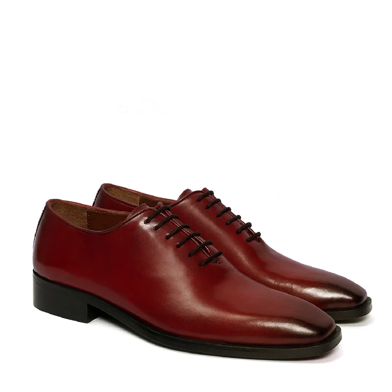 Breathable Sports Shoes Burnished Wine Oxford Lace-Up Formal Shoes