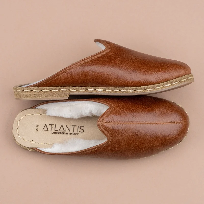 Comfortable Flip Flops Men's Antique Brown Shearlings