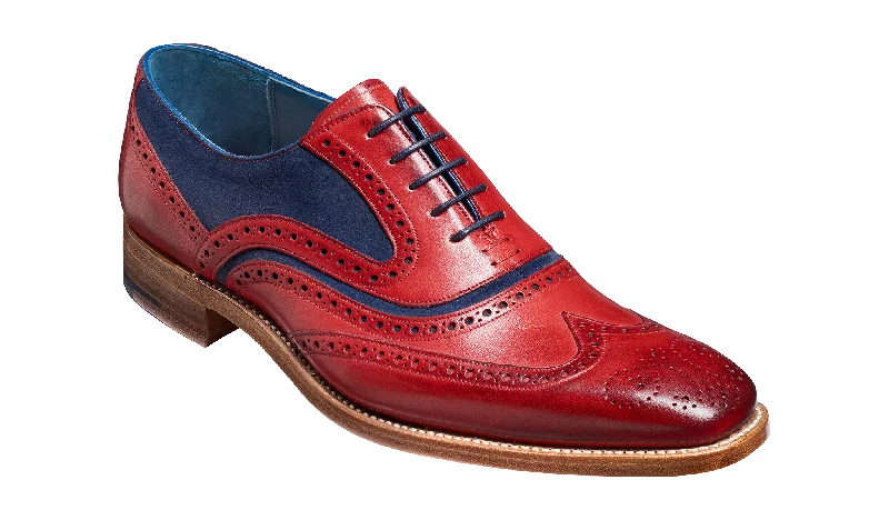 Slip-On Shoes For Men Barker McClean Classic Full Brogue Oxford Shoe - Red Hand Painted / Navy Slip-On Shoes For Men Barker McClean Classic Full Brogue Oxford Shoe - Red Hand Painted / Navy