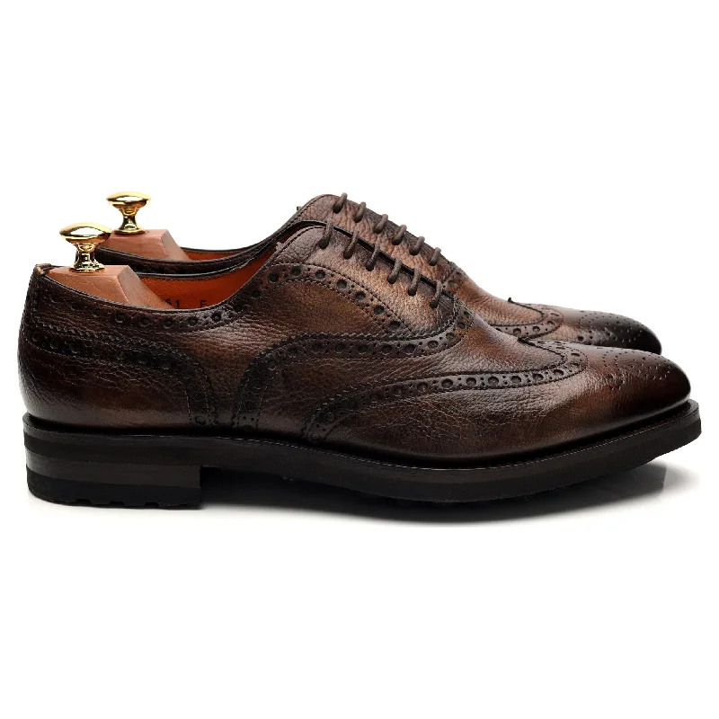 Cozy Casual Shoes Dark Brown Grain Leather Oxford Brogue UK 9.5 F