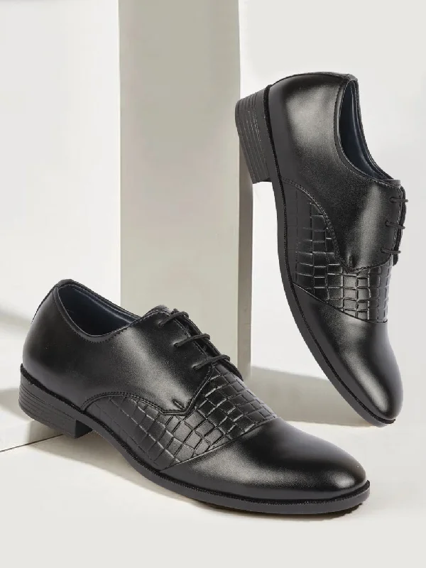 Best Dress Shoes Men Black Party Formal Office Comfort Embossed Design Lace Up Shoes