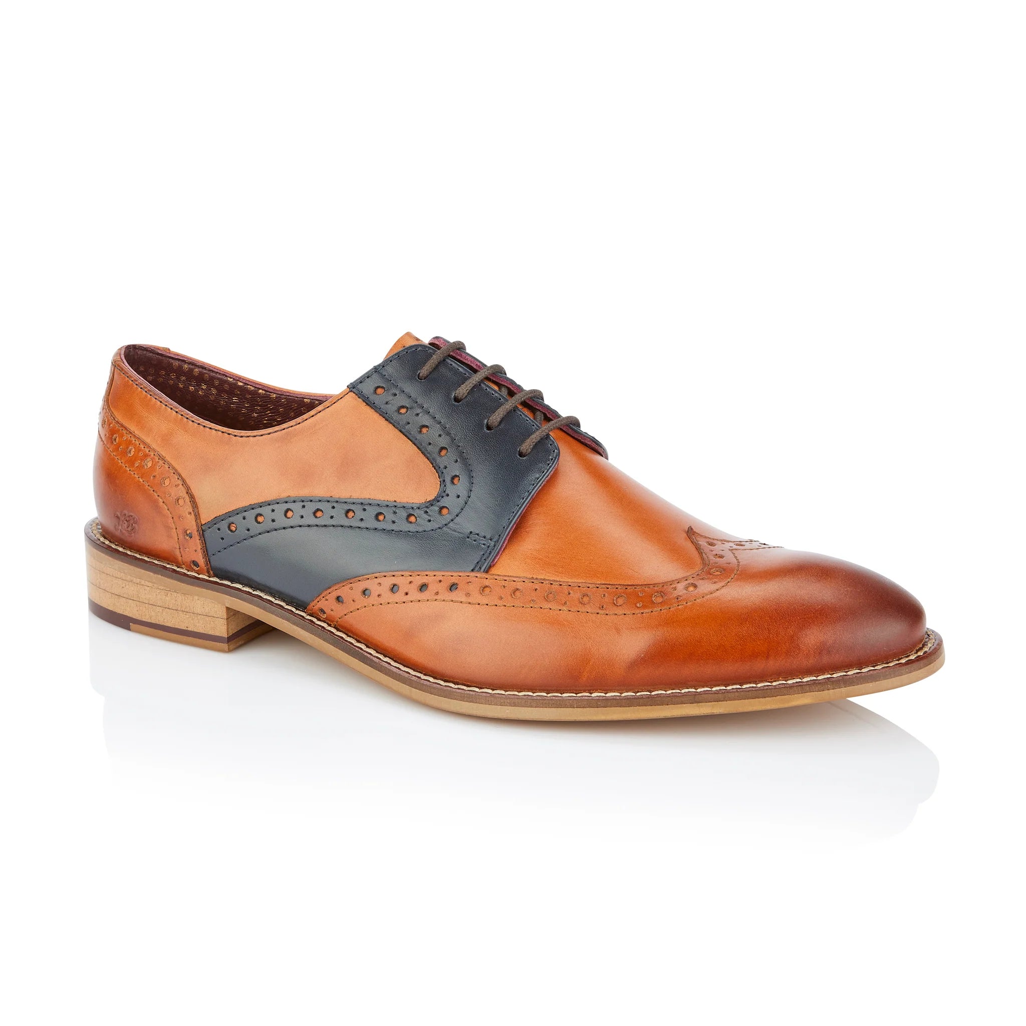 Comfortable Formal Footwear Tommy Derby Tan / Navy
