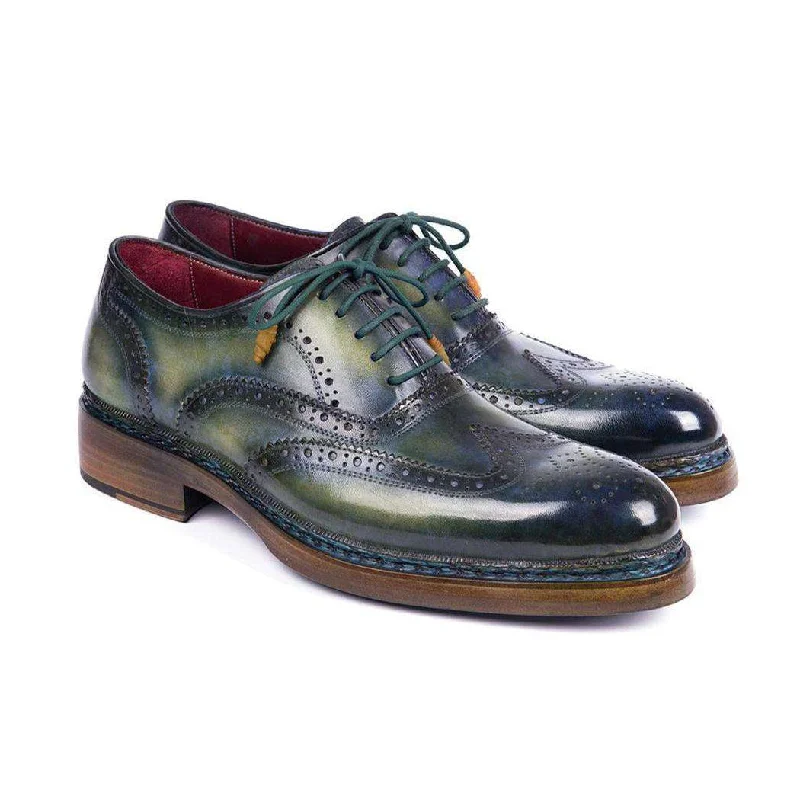 Comfortable Slippers For Home Paul Parkman Handmade Designer Shoes Men's Green & Blue Calfskin Wingtip Brogue Oxfords (PM5801) Comfortable Slippers For Home Paul Parkman Handmade Designer Shoes Men's Green & Blue Calfskin Wingtip Brogue Oxfords (PM5801)
